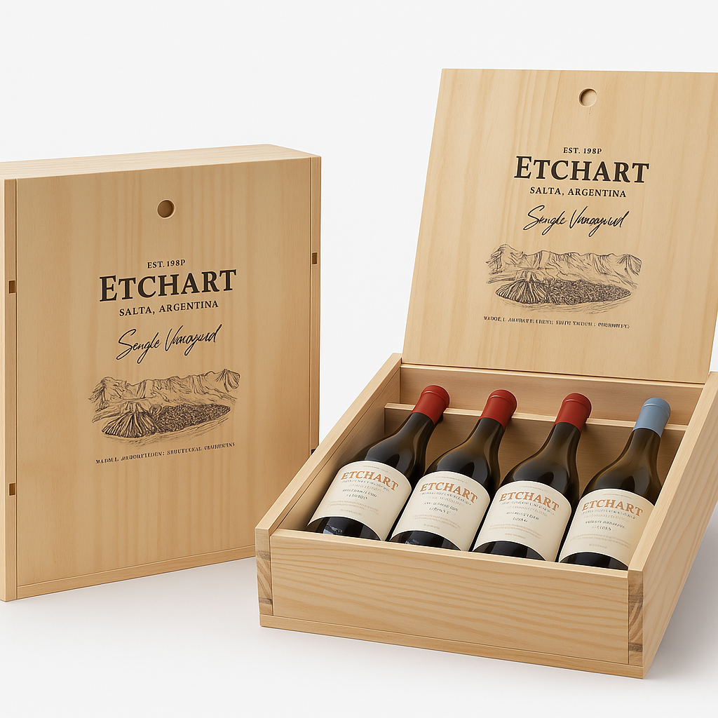 Etchart Single Vineyard Coleccion Estuche Madera 4x750cc