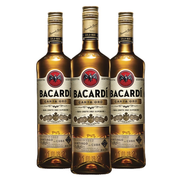 Promo x3 Ron Bacardi Carta Oro 980cc 30% Off