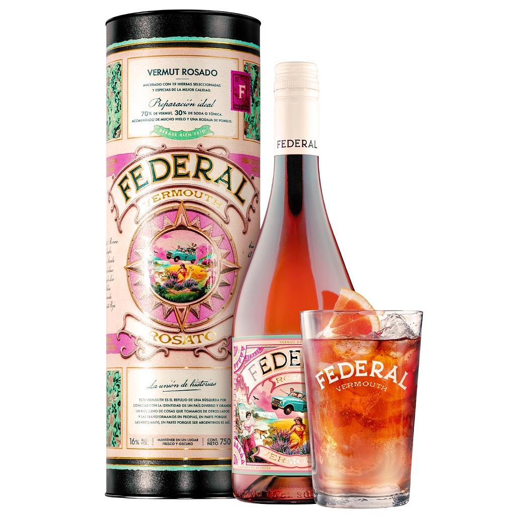Vermouth Federal ROSATO Estuche 1x750cc + Vaso