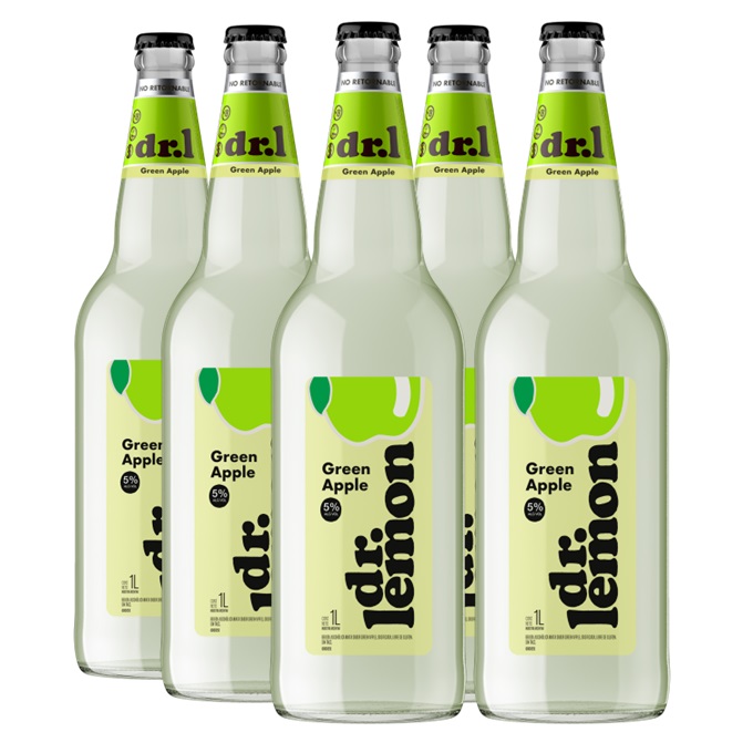 Promo x6 Dr Lemon Vodka GREEN APPLE 1000cc
