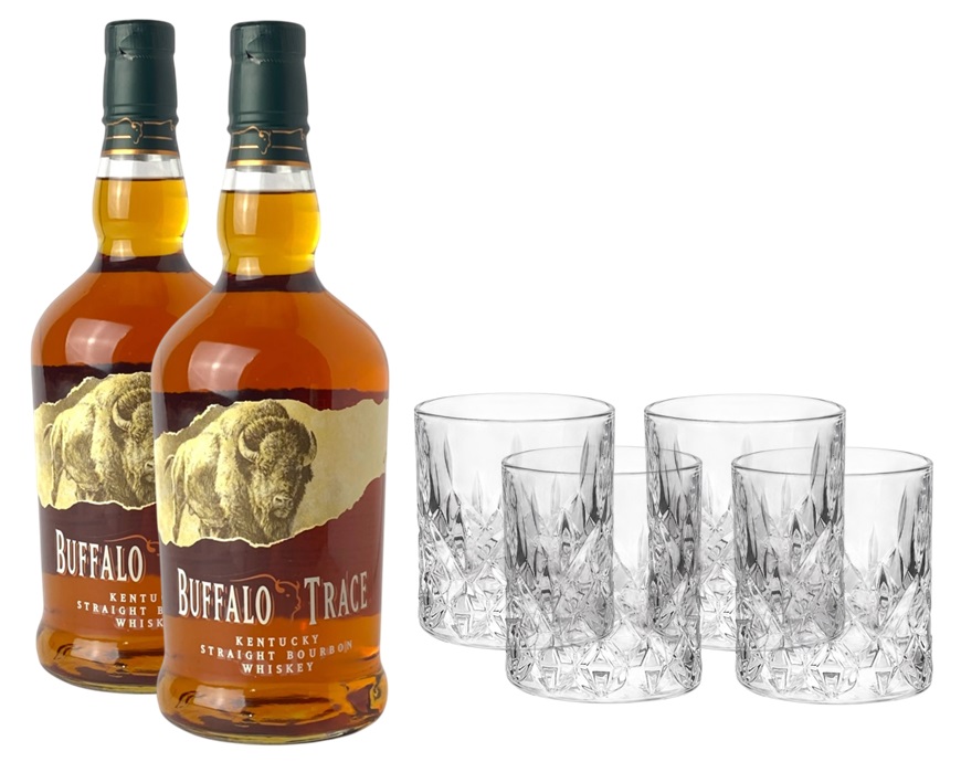 Promo x2 Whiskey Buffalo Trace 750cc + 4 Vasos