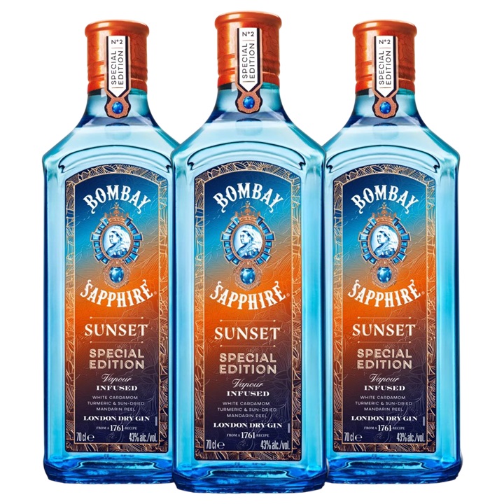 Promo x3 Gin Bombay 43° 700cc (SUNSET EDITION)